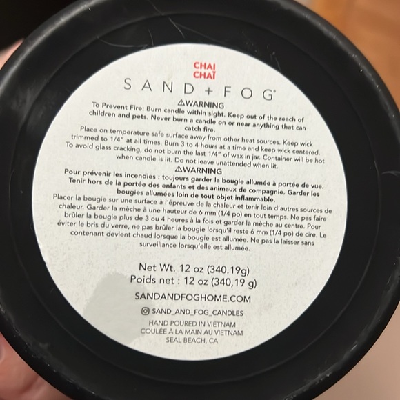 Chai Candle from Sand and Fog 12 oz - Picture 5 of 6